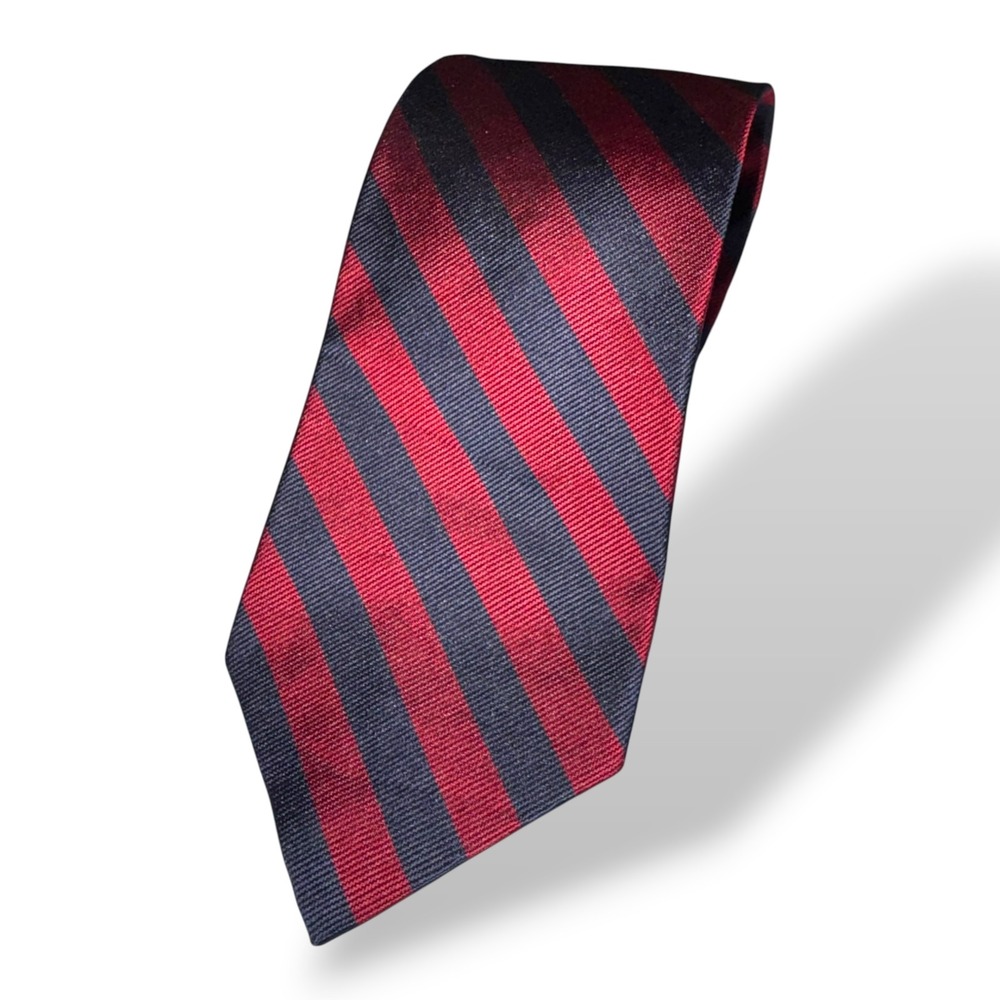 Brooks Brothers Tie Mens One Size Burgundy Navy Repp Stripe Silk Makers USA